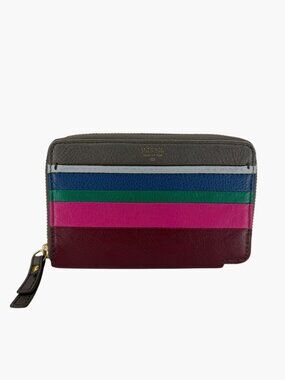 FOSSIL Multicolour Stripe Leather Zip Around Continental Clutch Wallet